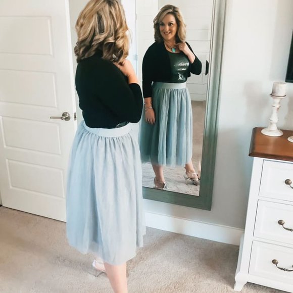 Agnes & Dora Light Gray Tulle Mesh Skirt - Picture 1 of 6